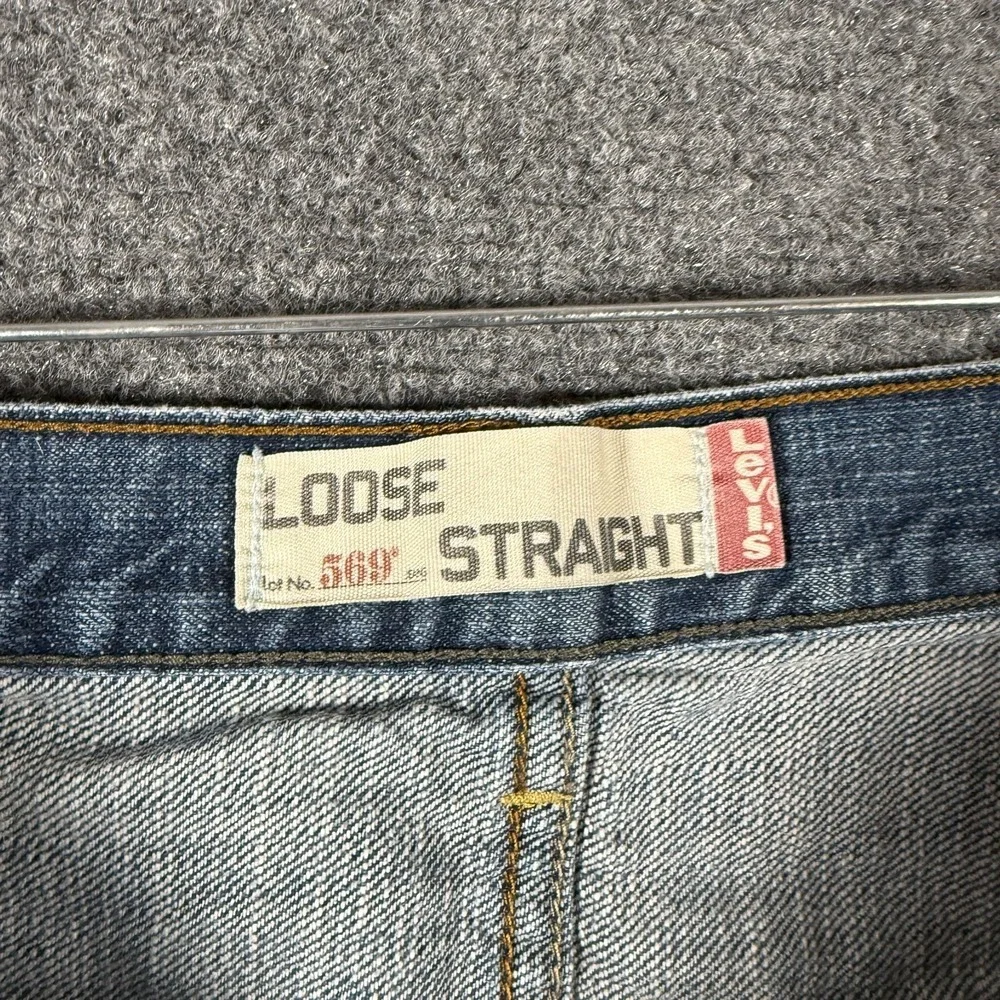 Levis 569 Loose Straight Leg Jeans Blue Denim Medium Wash Mens 38x34 **Read